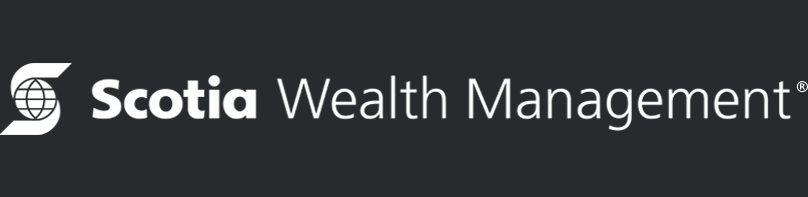White Scotia Wealth Management logo on black background, linking to website