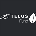 White TELUS Fund logo on black background, linking to website