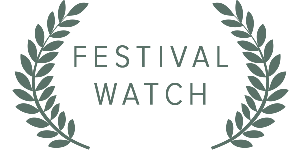 White Festival Watch text with leaves on black background